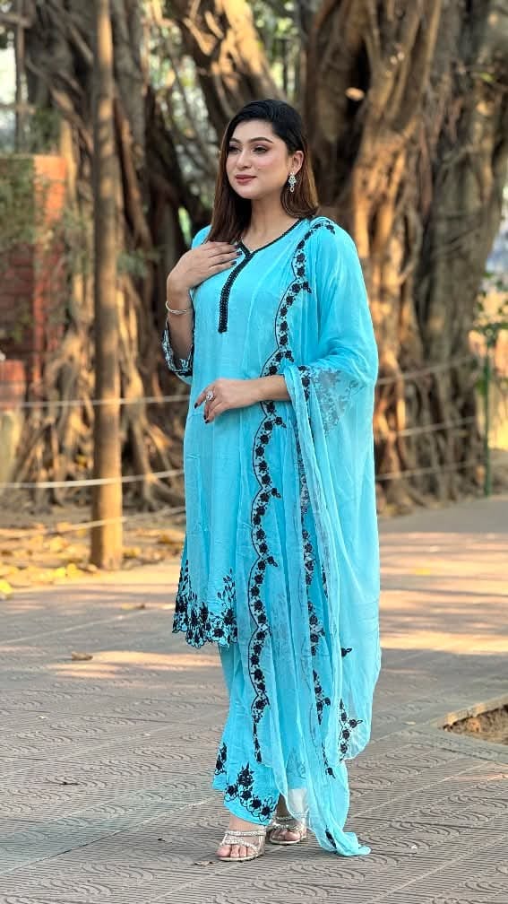 Embroidery Cotton Three Piece