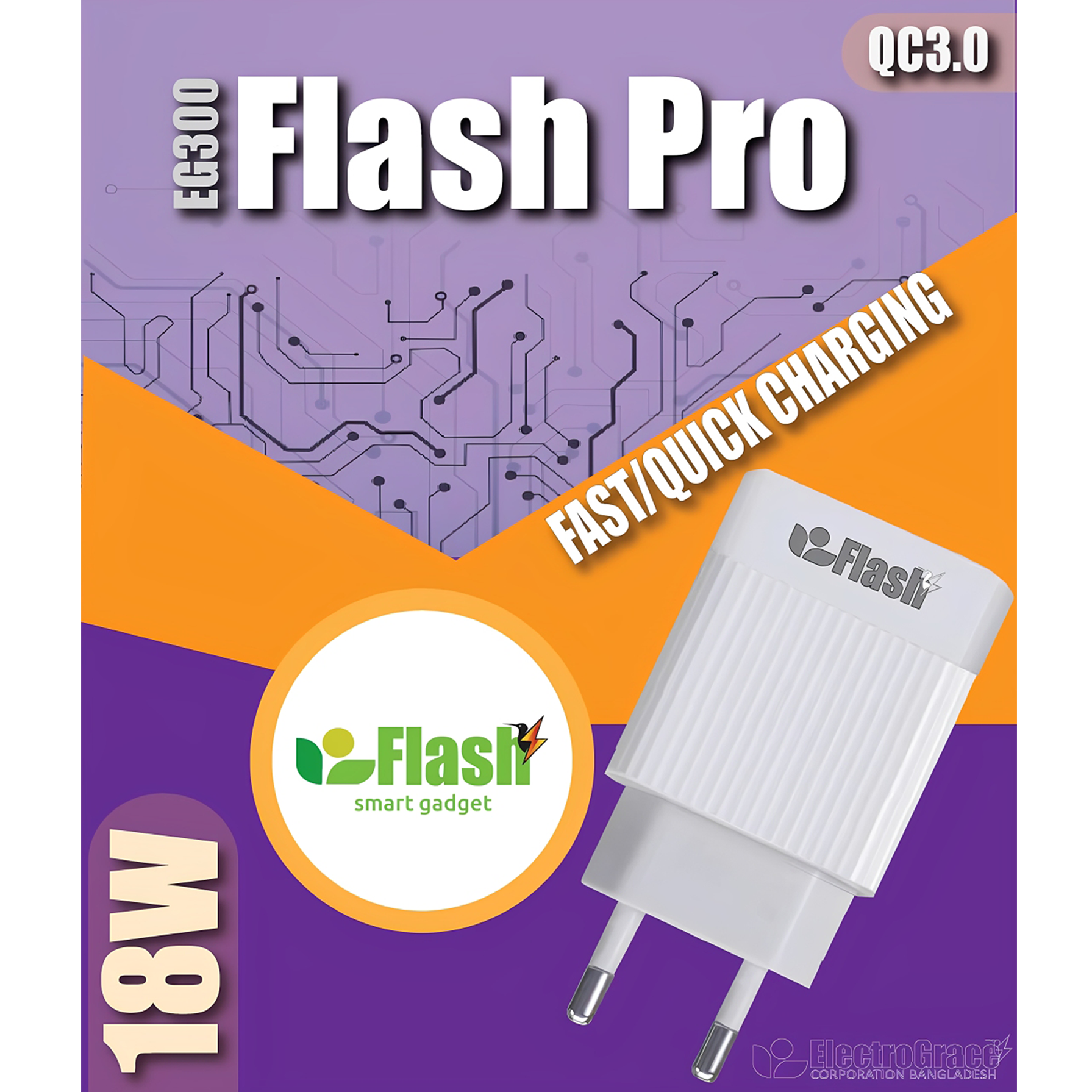 EG300 Flash Pro 18W Fast/Quick Charger (Micro)