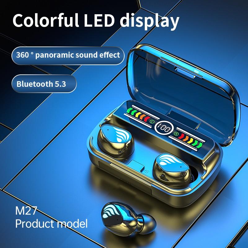 M27 TWS Wireless Earphones Bluetooth5.3 Stereo Headphones Sport Waterproof Earbuds Headset Charging Box