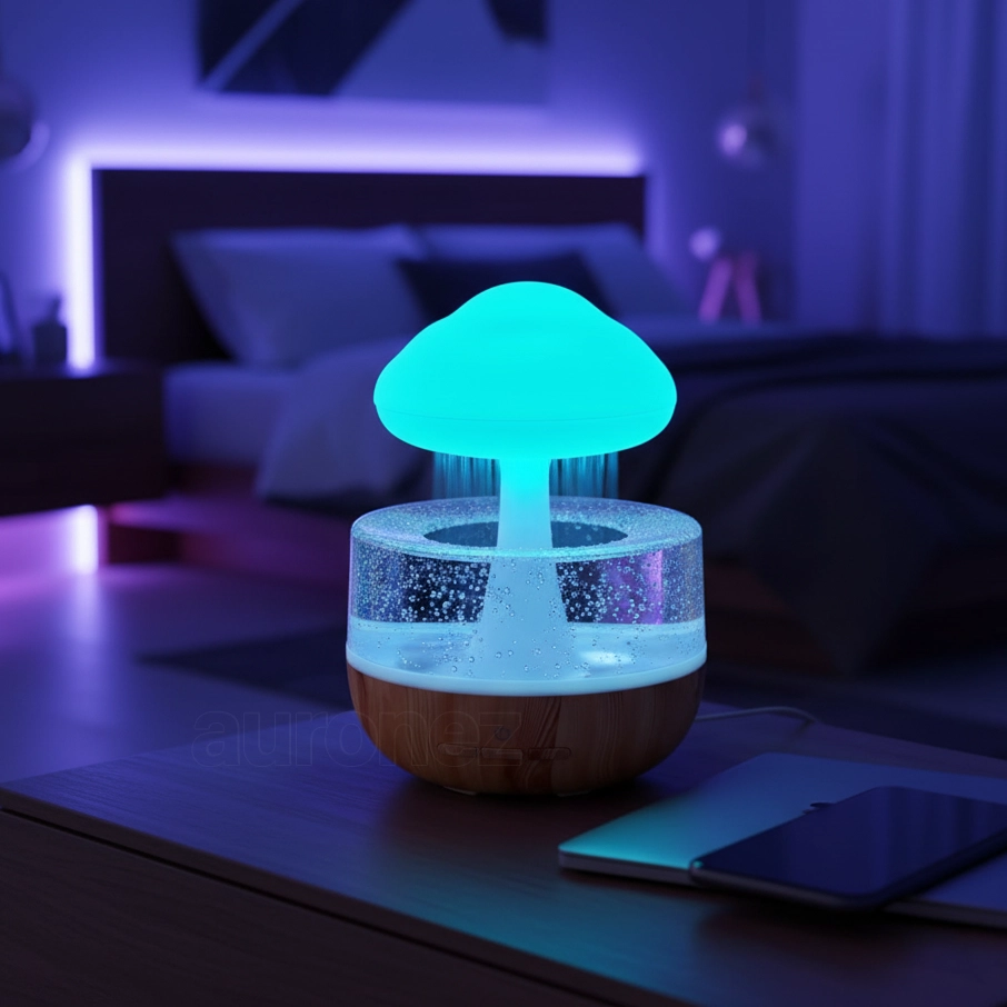 Rain Cloud Humidifier Water Drip, Mushroom Humidifier Waterfall Lamp