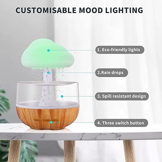 Rain Cloud Mushroom Humidifier Waterfall Lamp