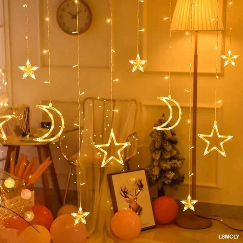 Moon & Star LED Fairy Lights for Curtains